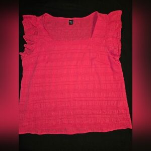 Shein Pink Ruffled Smocked Blouse